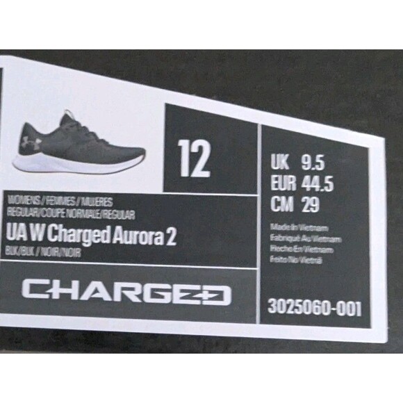 Under Armour Charged Aurora 2 Black Training Shoes Women's Size 12 - Picture 6 of 6